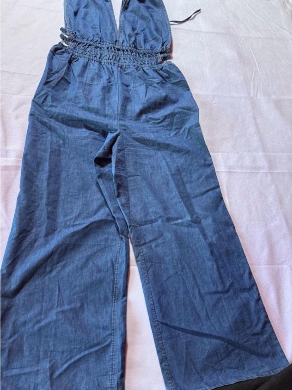 Charlotte Russe Denim Wide-Leg Jumpsuit - Blue
